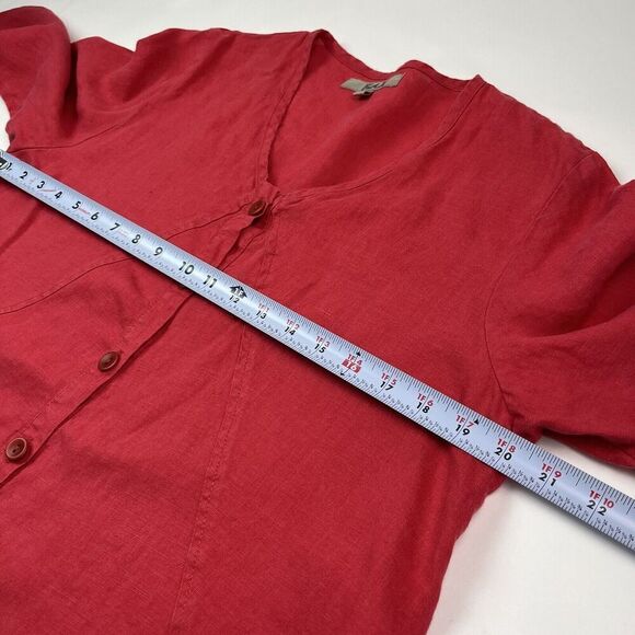 FLAX Linen Button tunic top Jacket S Long Lagenlook coastal grandma boho - Picture 5 of 12